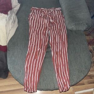 Striped orangish brown and White Pants